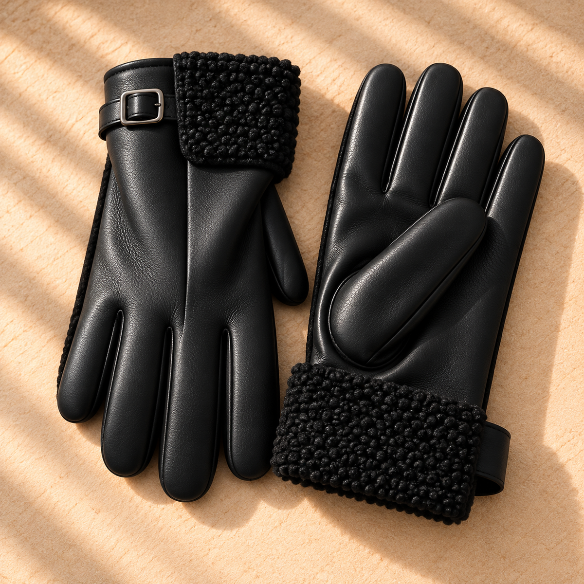 Gants en simili cuir avec doublure en shearling Bianca