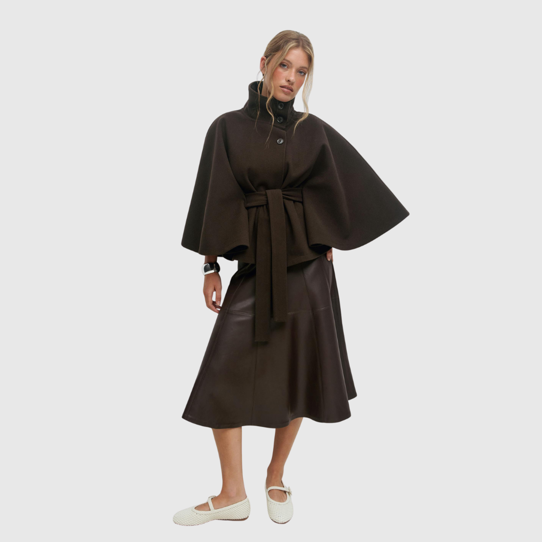 RHOSLYN | BELTED CAPE JACKET