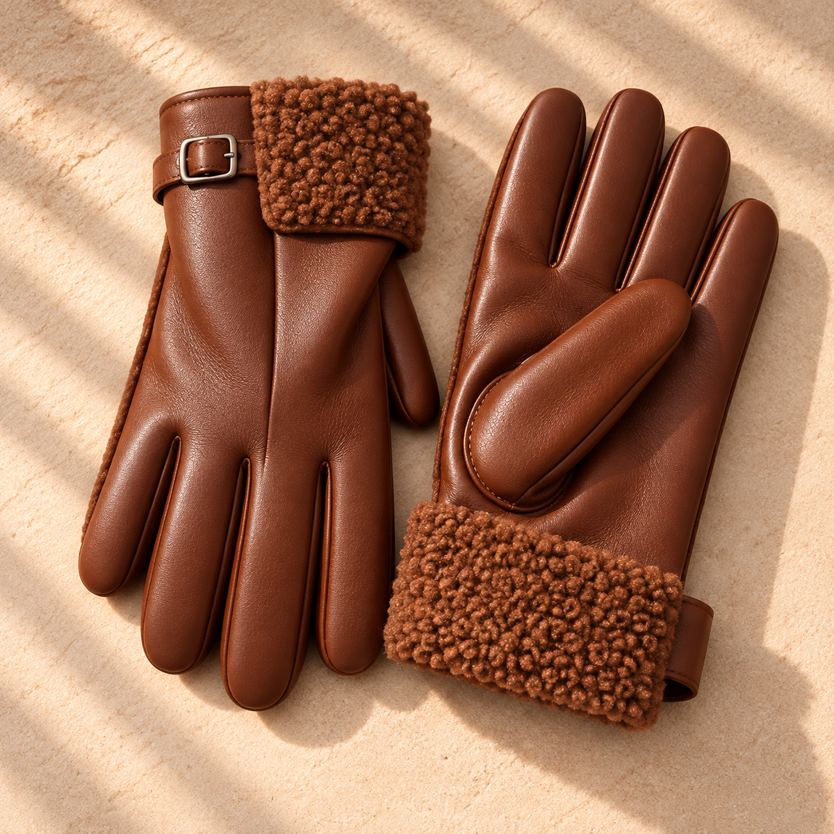 Gants en simili cuir avec doublure en shearling Bianca