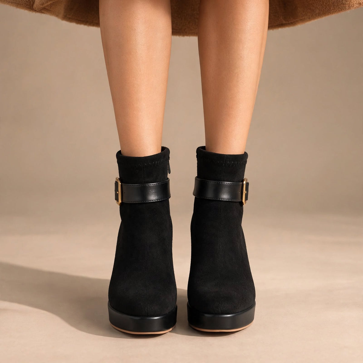 Bottes à talons compensés Estelle en daim