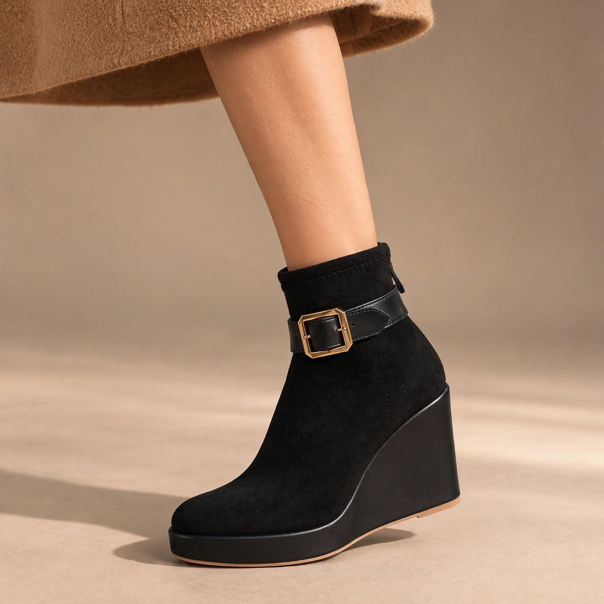 Bottes à talons compensés Estelle en daim