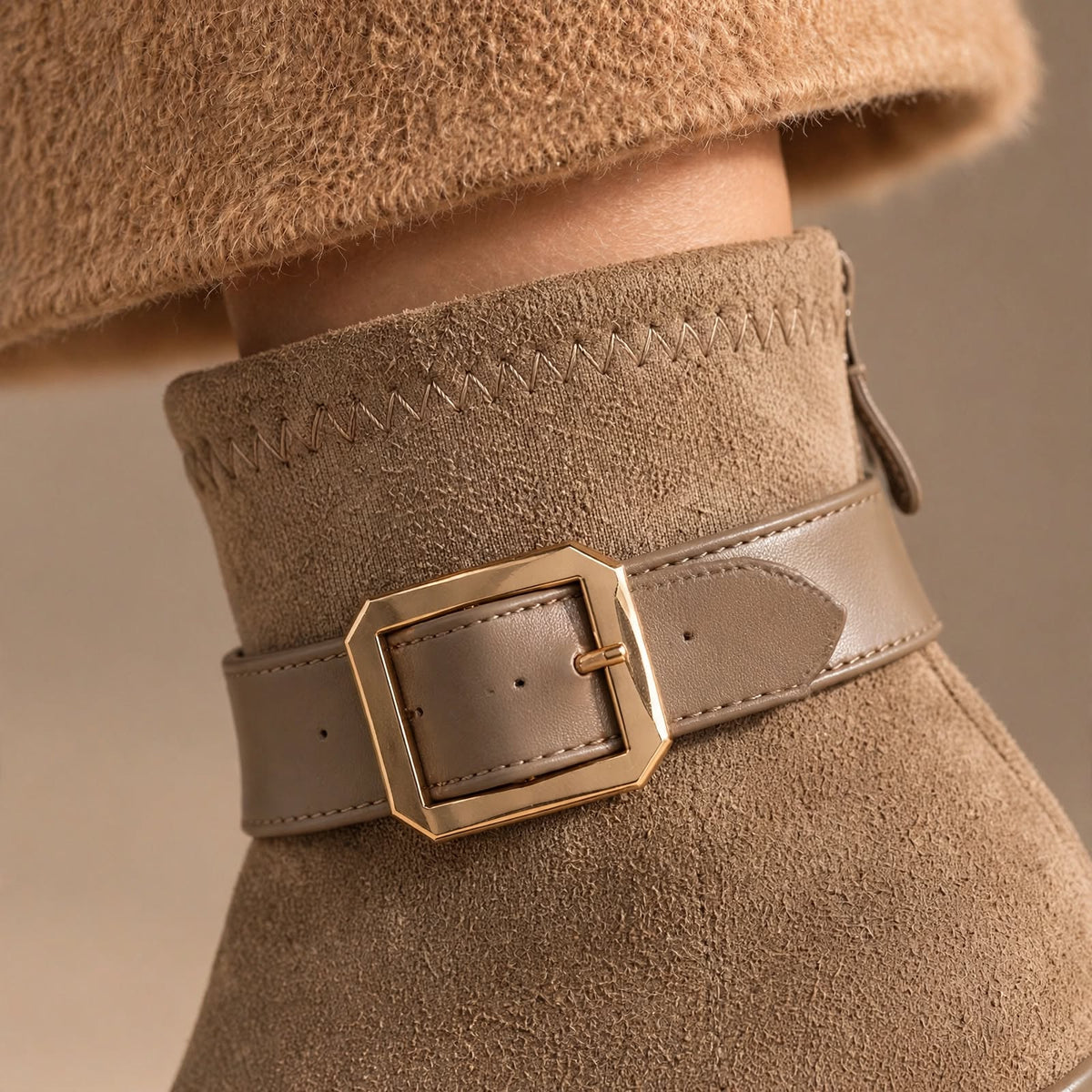 Bottes à talons compensés Estelle en daim