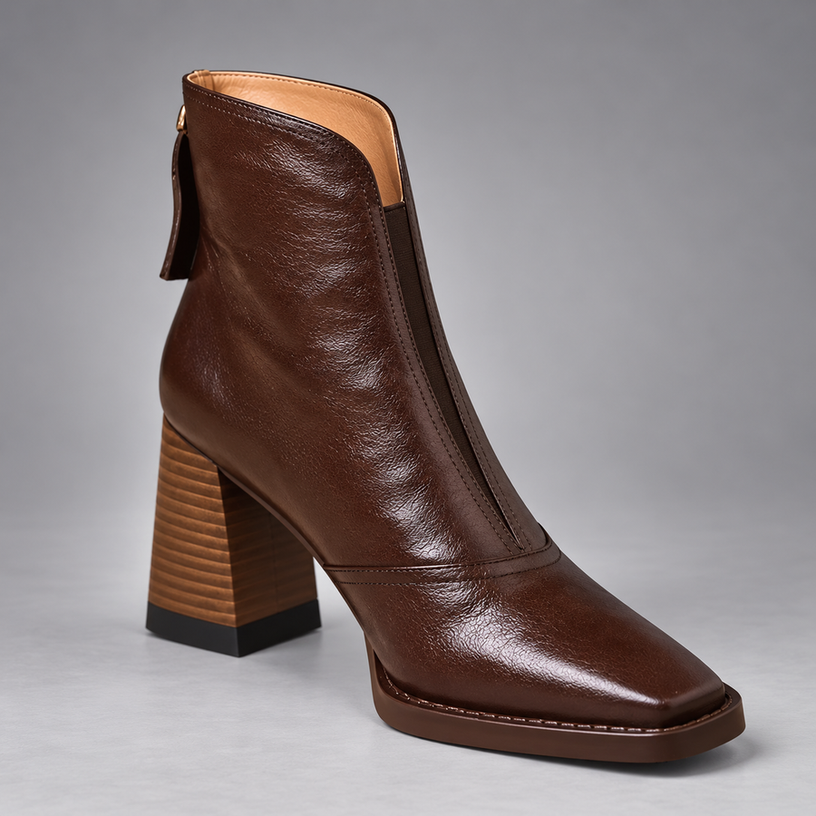 Marzena | Leather Ankle Boots with Medium Heel