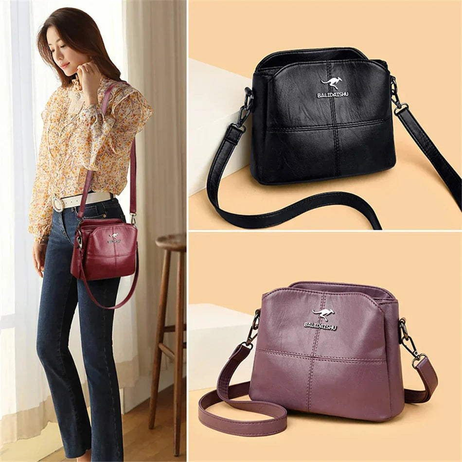 Elegant embroidered leather tote and shoulder bag for women