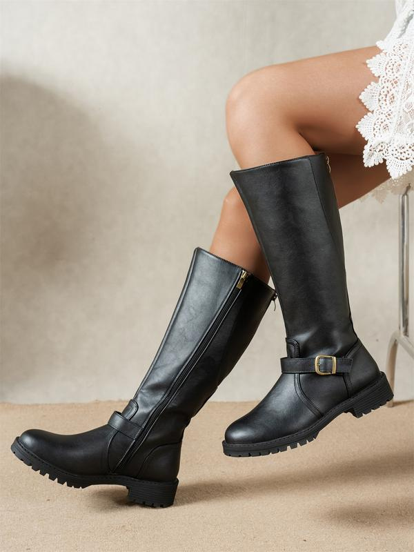 Francesca | Knee-high boots with buckle and side zip for women