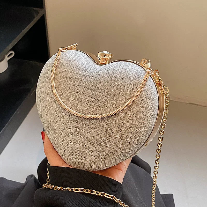 Shiny Metal Heart-Shaped Bag