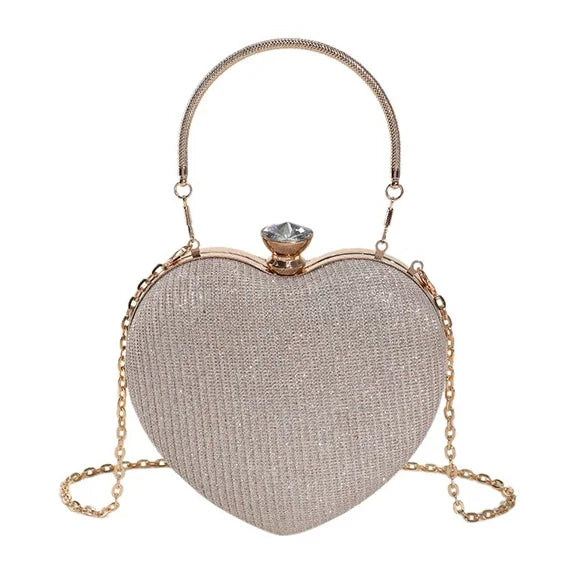 Shiny Metal Heart-Shaped Bag