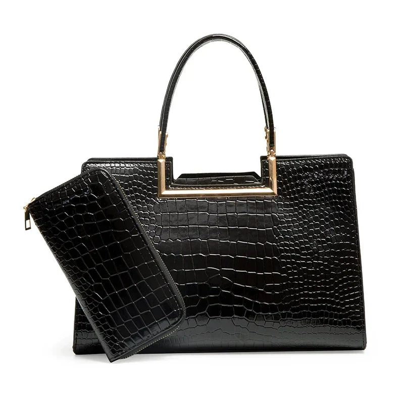 Set bag and wallet in leather