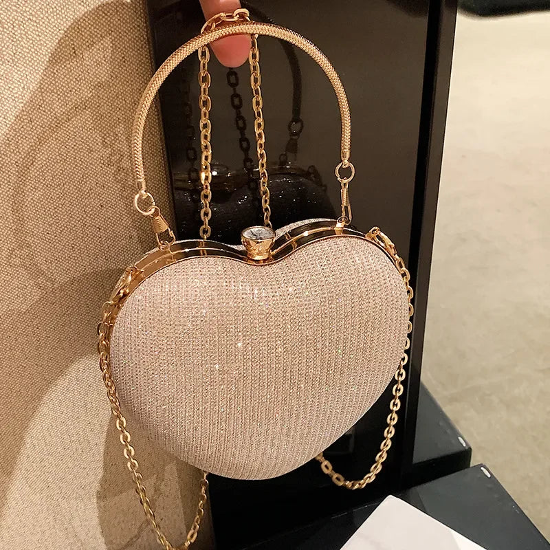 Shiny Metal Heart-Shaped Bag