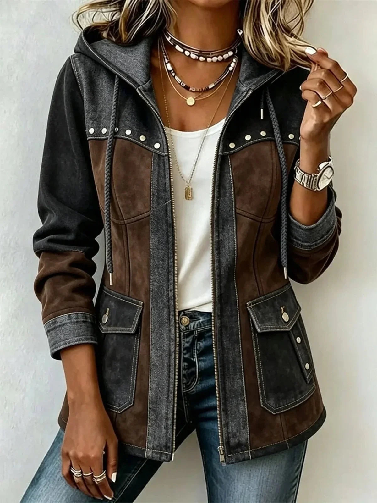 DELACROIX | Two-Material Hooded Jacket Véronique