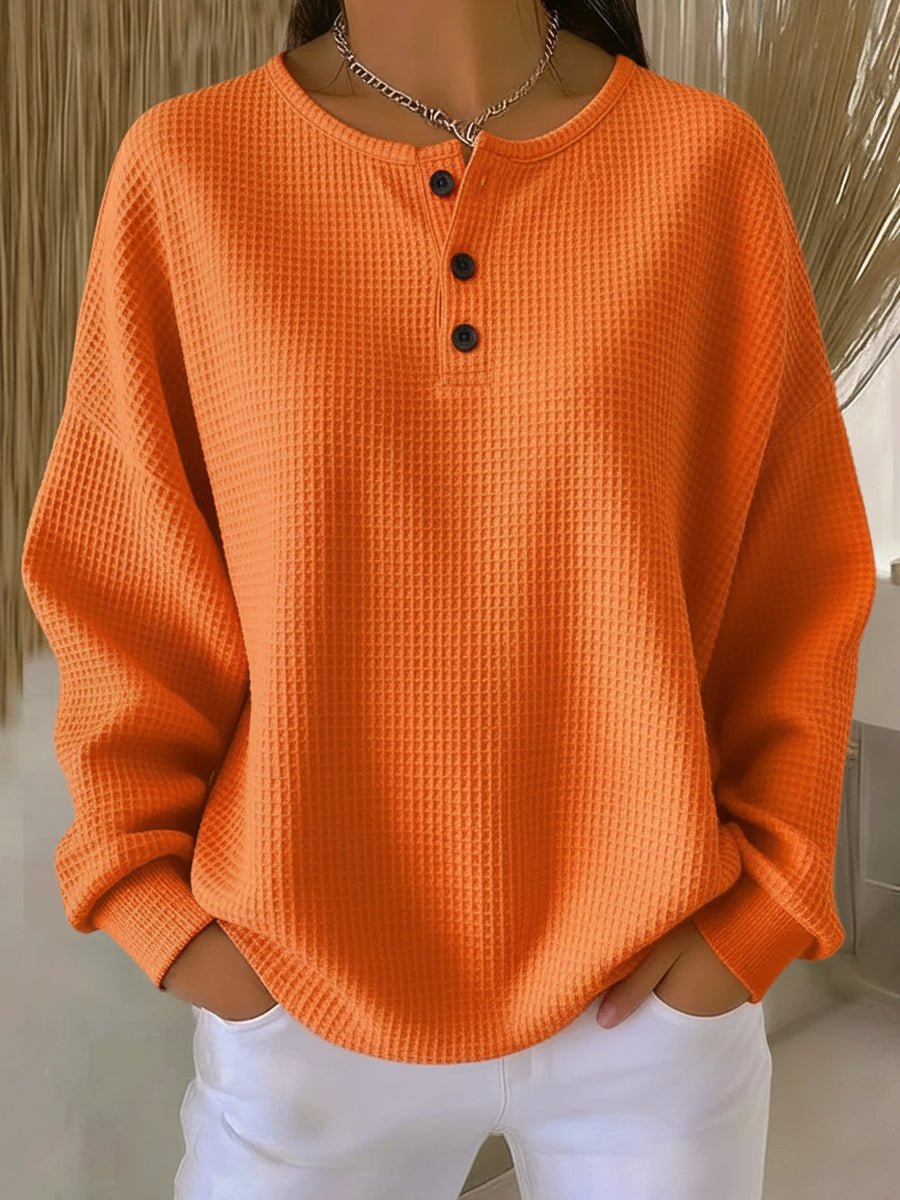 Clara | Cozy Waffle Knit Henley