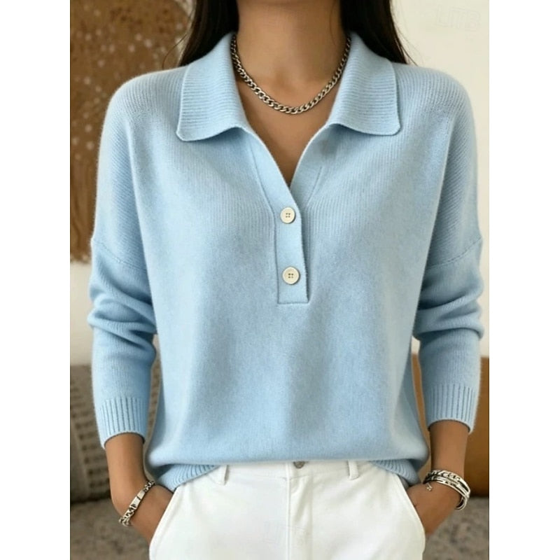 Eliza | Refined Collar Button Sweater