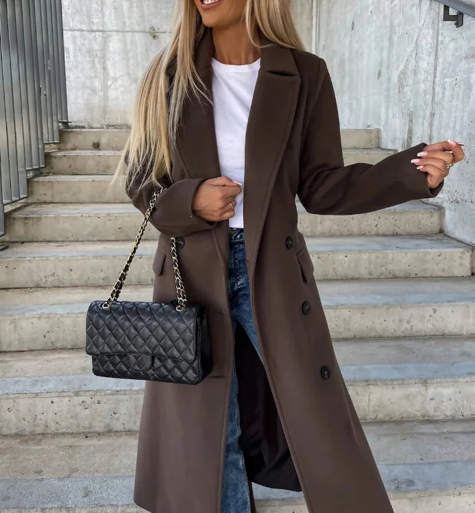 GWYNETH | LONG LAPEL BUTTON-FRONT COAT