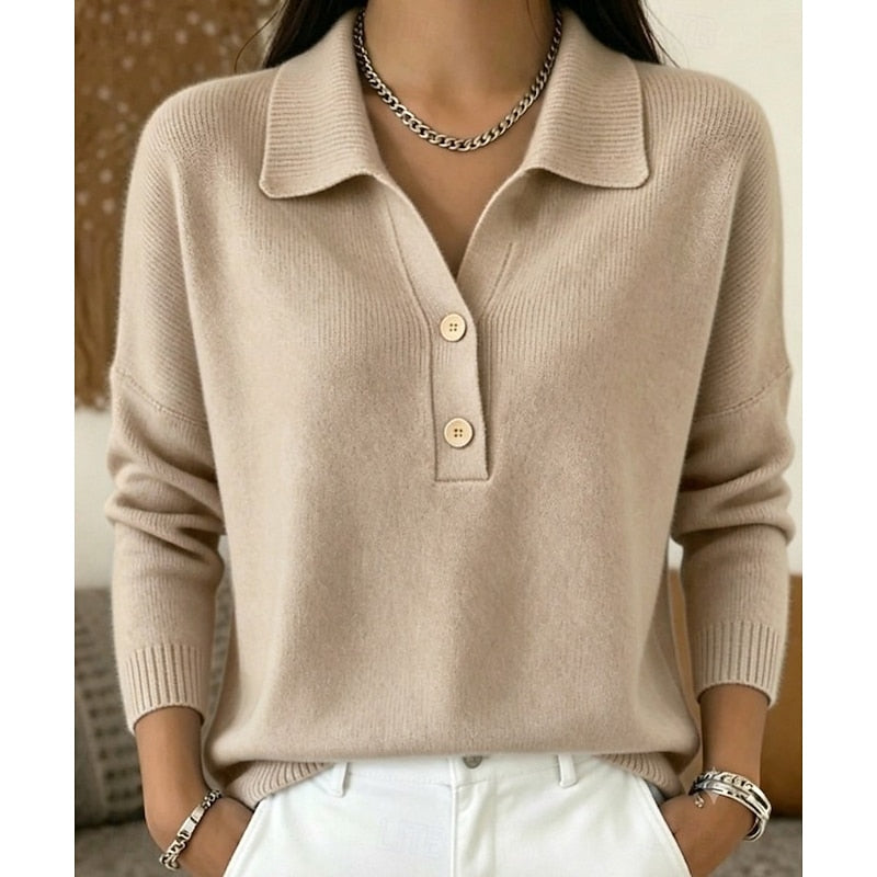 Eliza | Refined Collar Button Sweater
