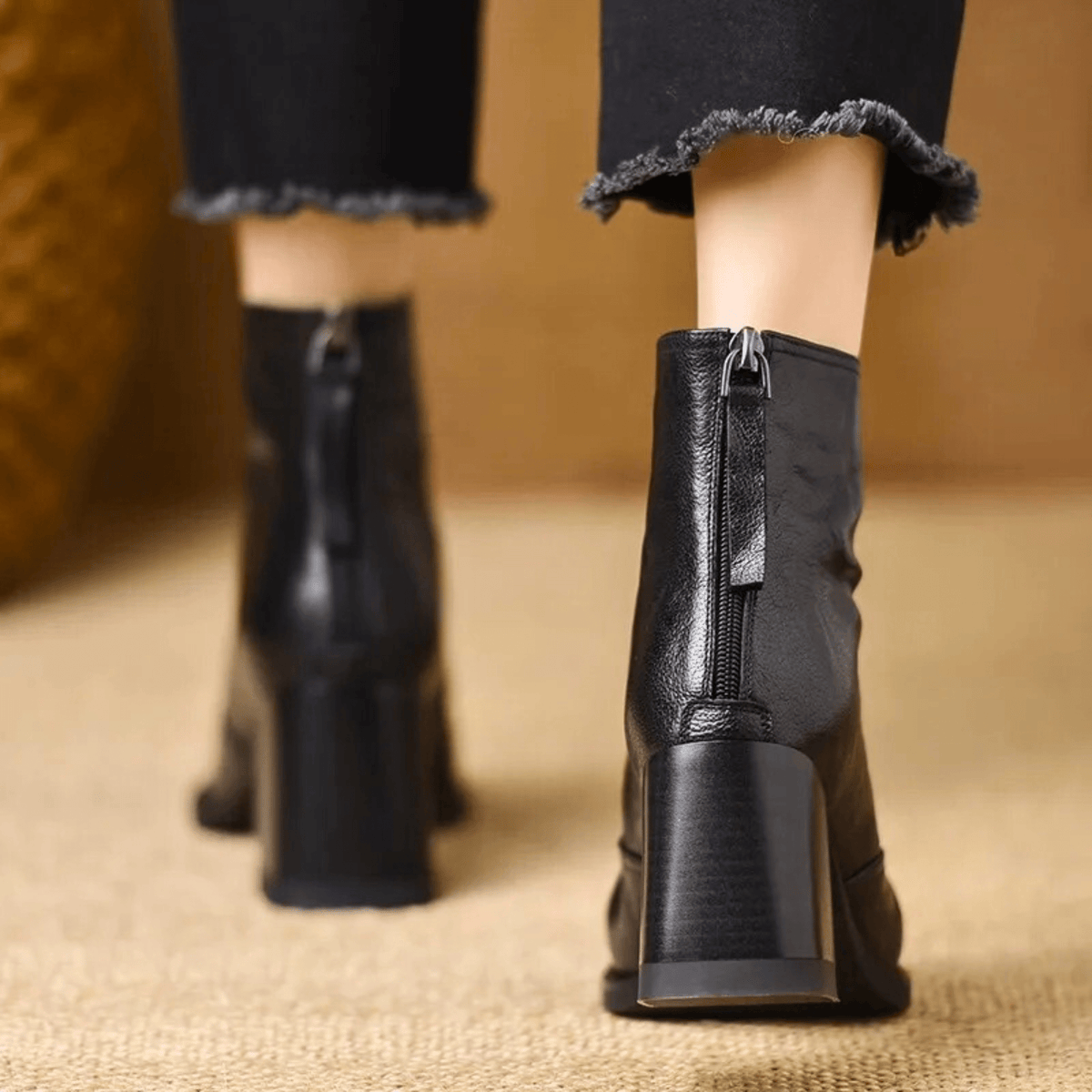 Marzena | Leather Ankle Boots with Medium Heel
