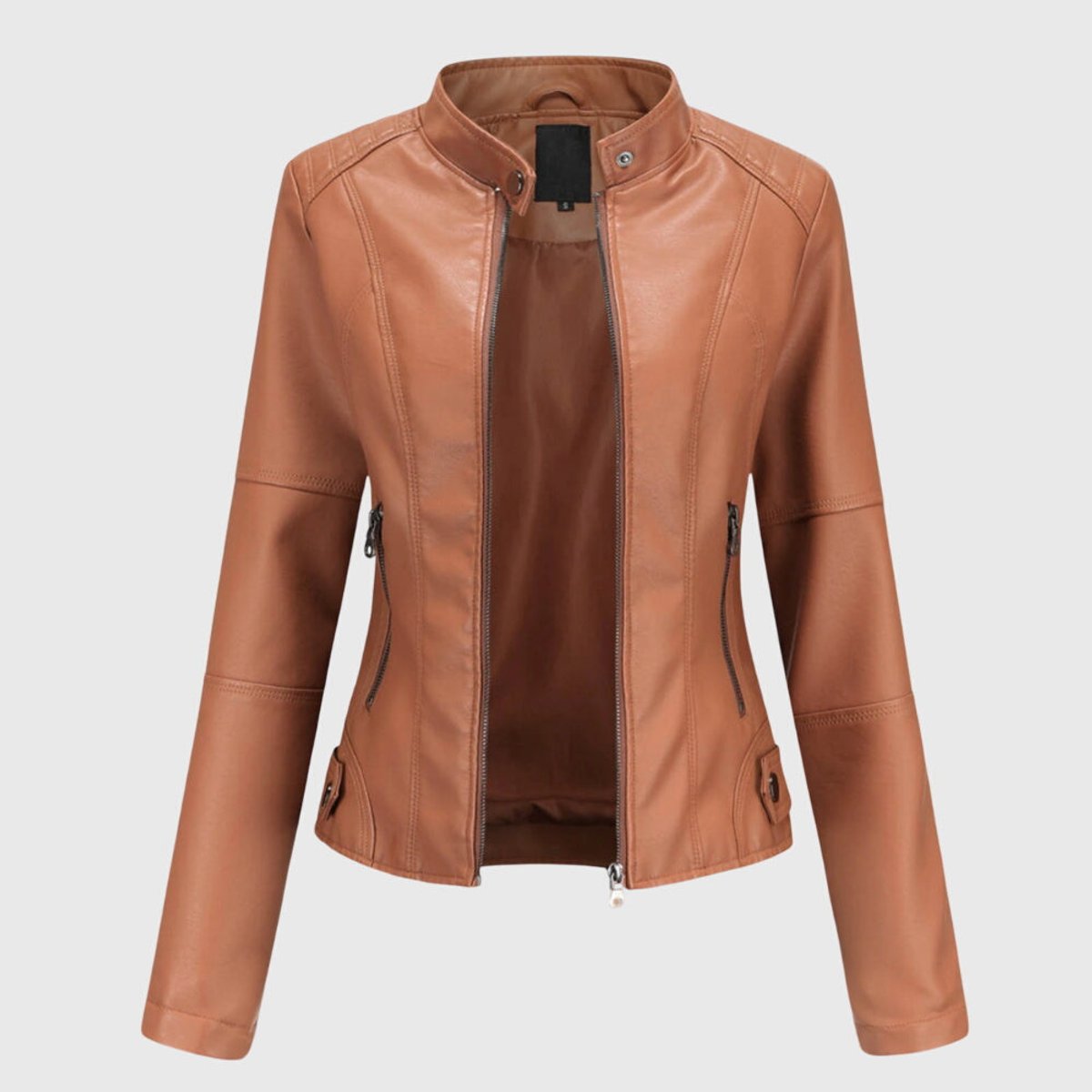 Cinzia | Slim Biker Jacket with Mandarin Collar and Zip